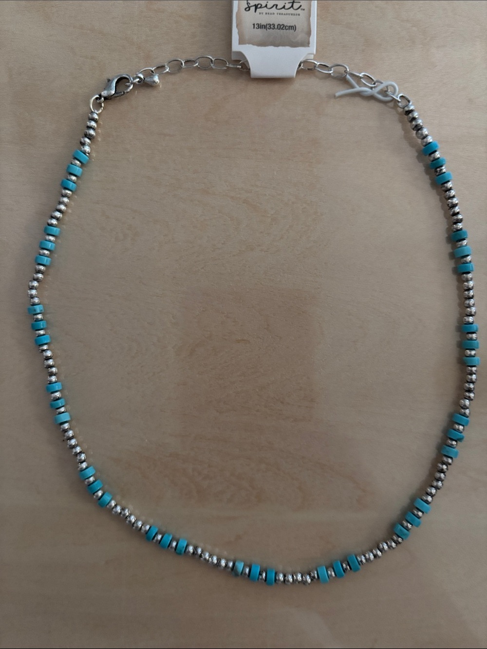 Turquoise and Silver Beaded Choker Necklace - Picture 1 of 4